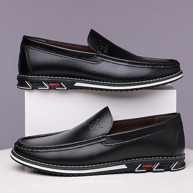 Men's Blue Faux Leather Slip-On Loafers with Durable Sole