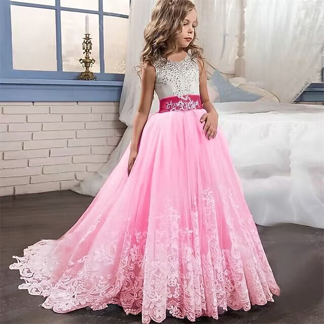 Sleeveless Girl Girls' Kids Wedding Dress Flower