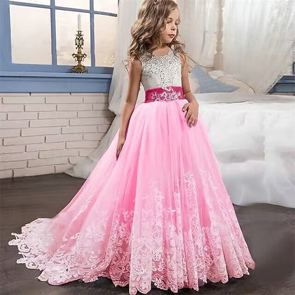 Sleeveless Girl Girls' Kids Wedding Dress Flower