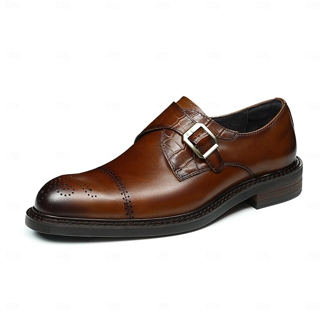 First Black Men's Monk Strap Genuine Leather Shoes