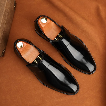 Business Shoes Brown Loafers Slip-On Leather Men's