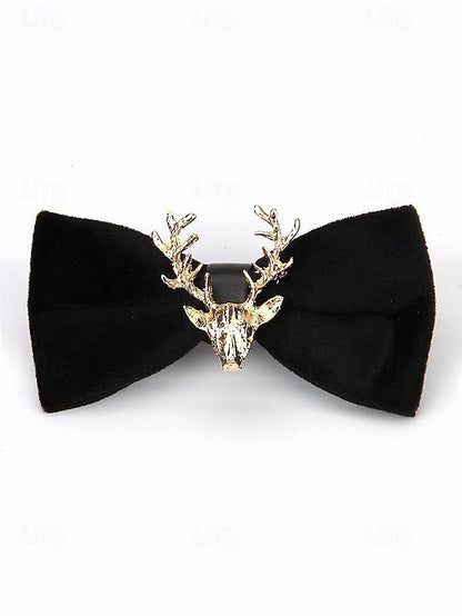 Bow with Velvet Pin Men's Deer Tie Gold Head