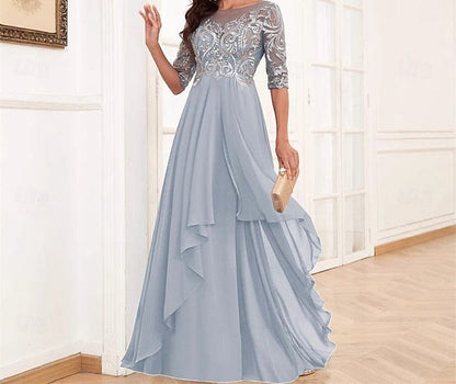 of Mother Simple Neck Floor Crew Dress Elegant Bride the