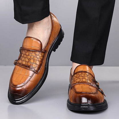 Crocodile with Men's Brown Pattern Leather – Faux Loafers