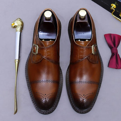 First Black Men's Monk Strap Genuine Leather Shoes