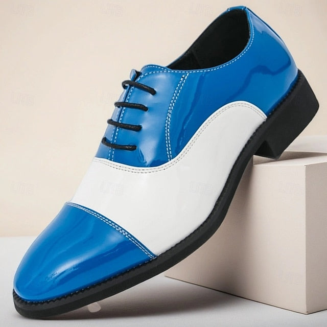 Men's Polished Oxford with Shoes White Blue and