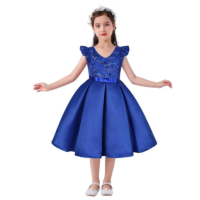 Kids Dress Sleeveless Formal Color Girls' Party Solid
