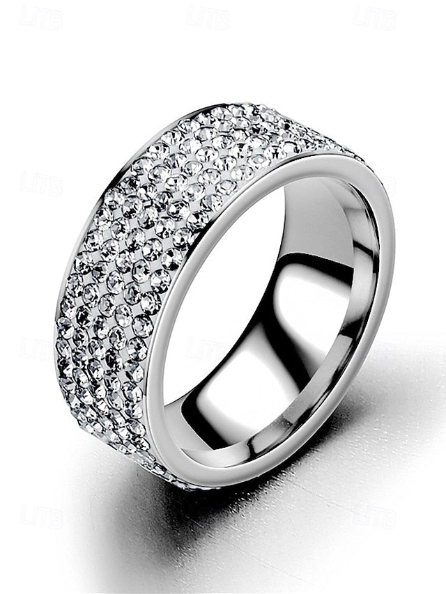 Rings Men's Pave with Wide Rhinestone Band Full