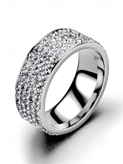 Rings Men's Pave with Wide Rhinestone Band Full
