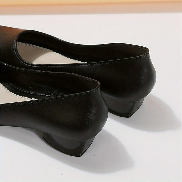 Slip-On Round Pumps – Heel Toe Women's Black Low Classic