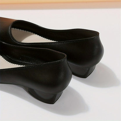 Slip-On Round Pumps – Heel Toe Women's Black Low Classic