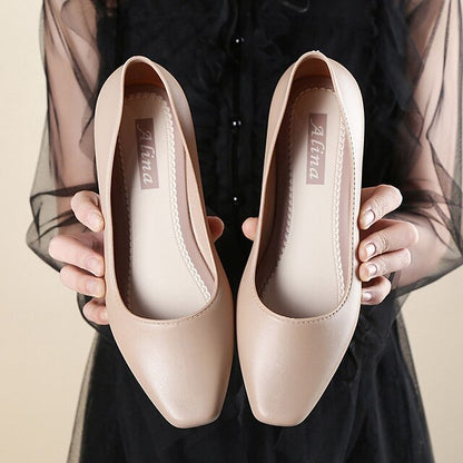 Slip-On Round Pumps – Heel Toe Women's Black Low Classic