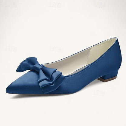 Wedding Flats Party Pointed Heel Low Bowknot Women's Shoes