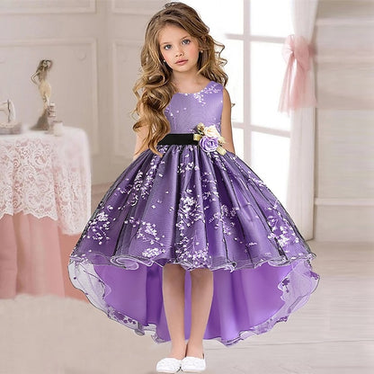 Dress Kids Sleeveless Solid Colored Floral Girls' Wedding