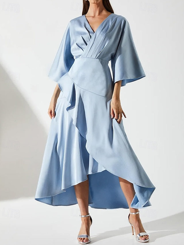 SkyA-Line Luxurious Mother Simple of Bride the V Elegant Dress