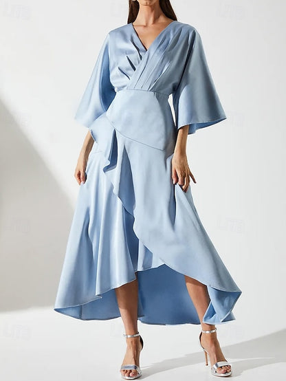 SkyA-Line Luxurious Mother Simple of Bride the V Elegant Dress