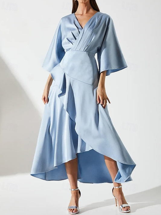 SkyA-Line Luxurious Mother Simple of Bride the V Elegant Dress