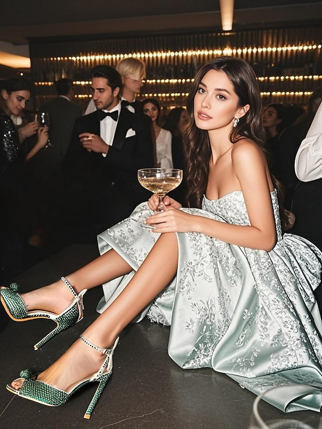 Heel Embellished with Stiletto Women's Sandals Rhinestone