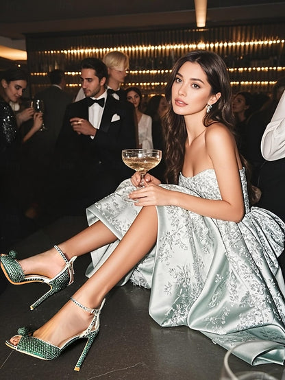 Heel Embellished with Stiletto Women's Sandals Rhinestone