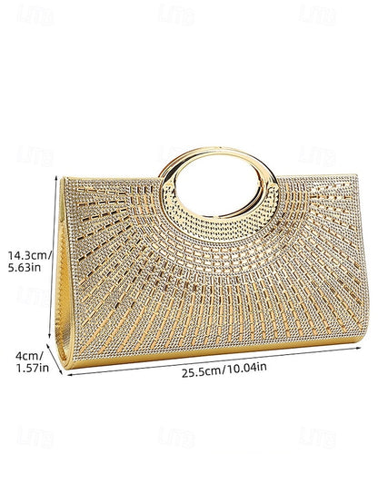 Glamorous Handle – Clutch Evening Round Crystal Gold with