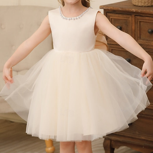 Color Solid Kids Wedding Girls' Party Sleeveless Dress