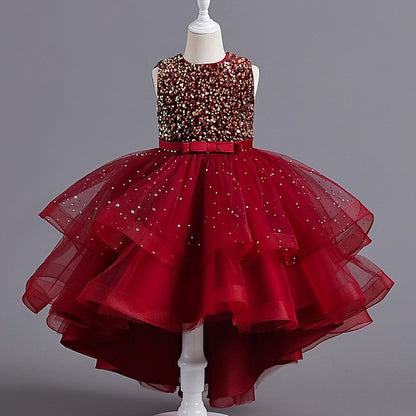 Color Sleeveless Solid Party Girls' Kids Dress