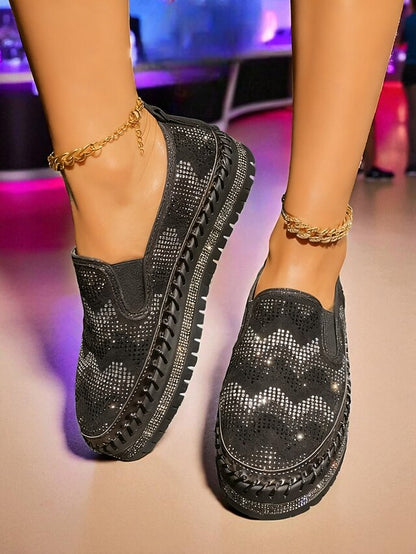 Slip-On Women's Sneakers Mesh Glitter Platform with