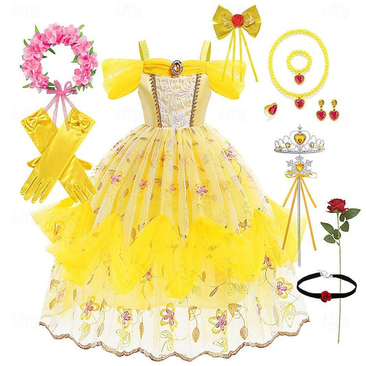 and Girl Flower Dress the Beauty Belle Beast Princess Cute
