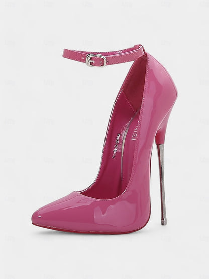 Patent Heels Women's Strap Ankle with Stiletto Red Leather