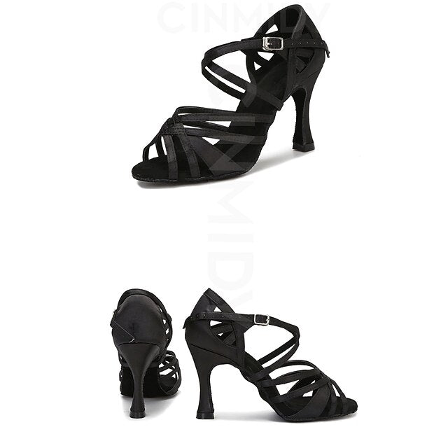 – Elegant Ballroom for Open Women Satin Dance Shoes Toe