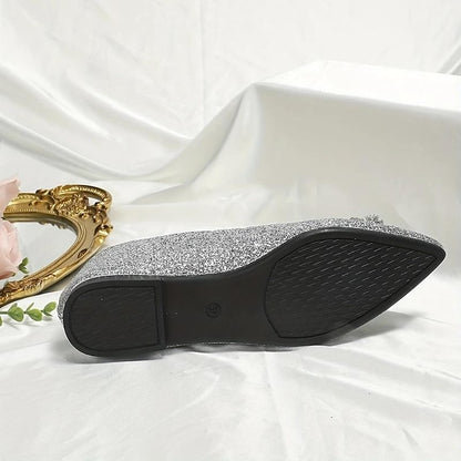 Rhinestone Glitter Silver Embellished with Flats Women's