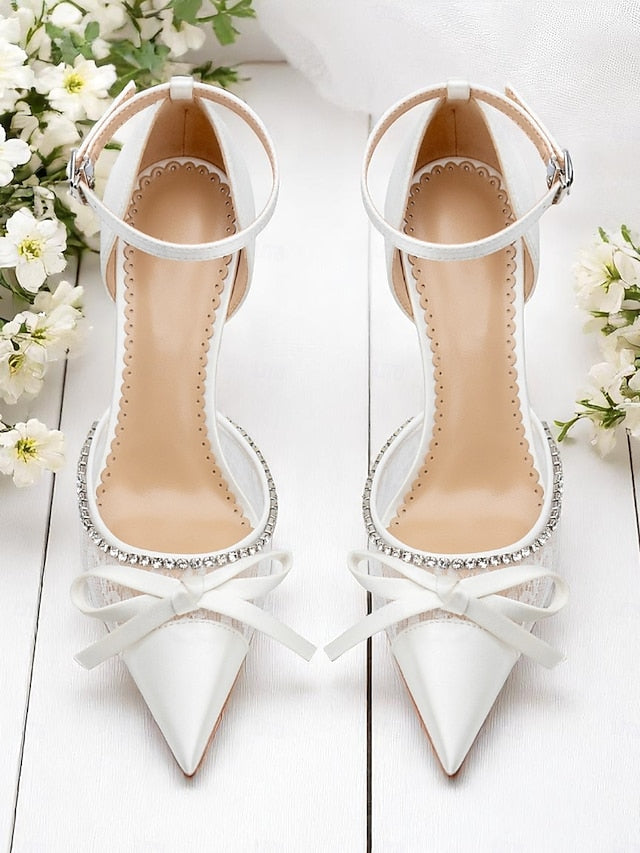 Lace White Satin Women's Heels High