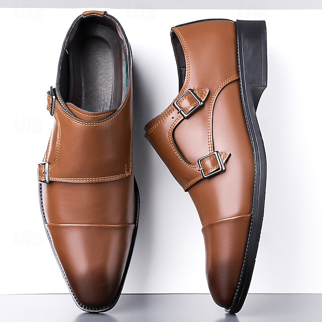 Double Elegant Shoes Monk Leather Strap Men's –