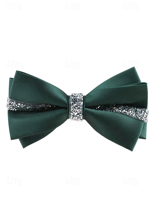 Burgundy Embellishment Crystal Elegant Tie – Satin Bow with