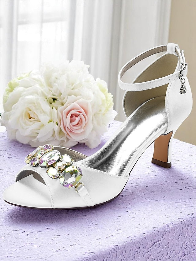 and Women's with Black Toe Heels Ankle Open Strap Satin