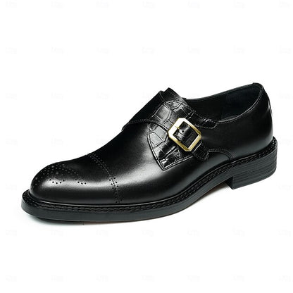 First Black Men's Monk Strap Genuine Leather Shoes