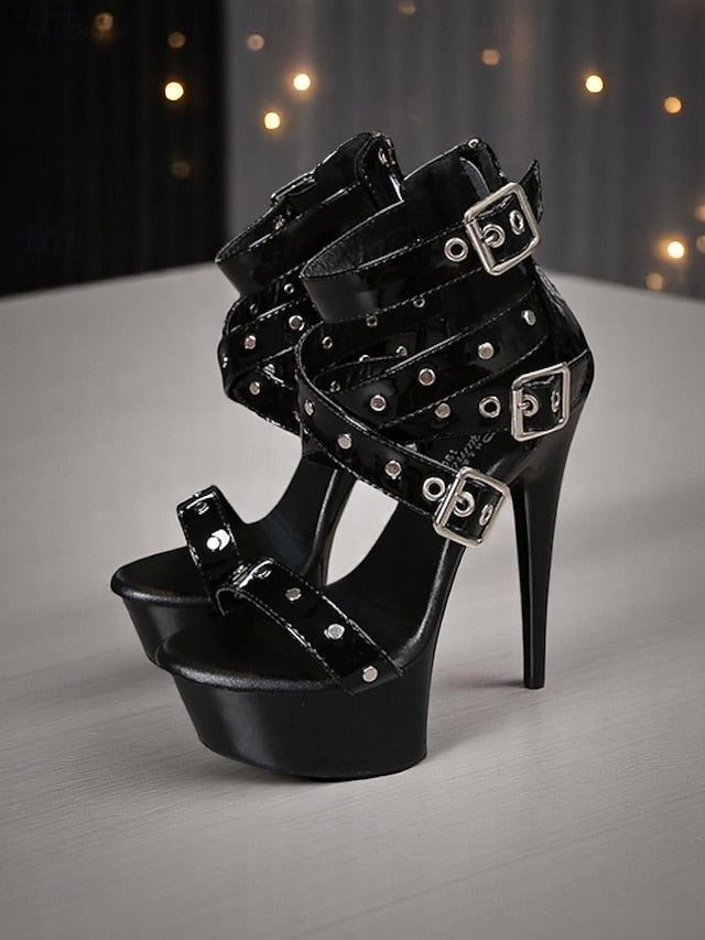 and Heels High White Women's Straps with Platform Buckled