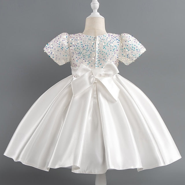 Wedding Short Sleeve Sequin Girls' Dress Toddler Party