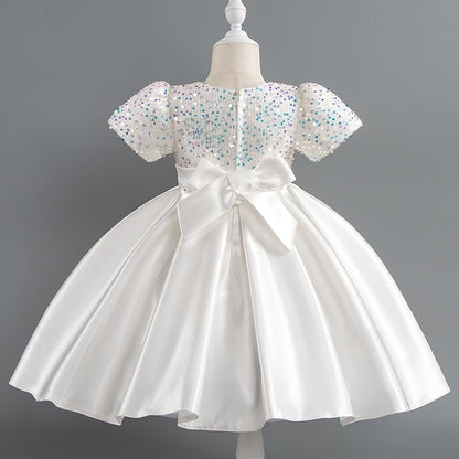 Wedding Short Sleeve Sequin Girls' Dress Toddler Party