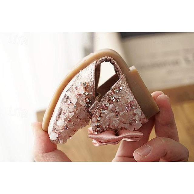 and with Bow Shoes Girls' Crystal Sparkly Girl Satin Flower