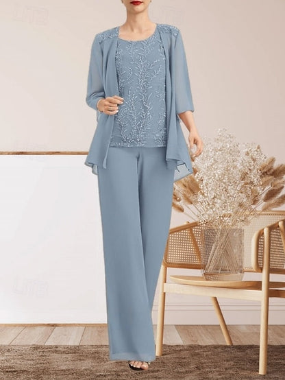 the Guest Pantsuit Bride Mother of Elegant Piece 3 Dress Wedding