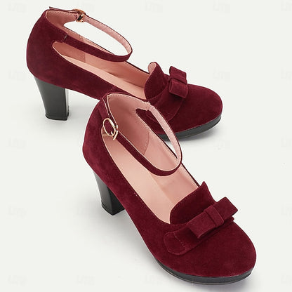 Mary Bow Women's Green - Detail Jane Heels with Suede