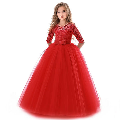Girls' Dress Solid Flower Kids Colored Girl Wedding