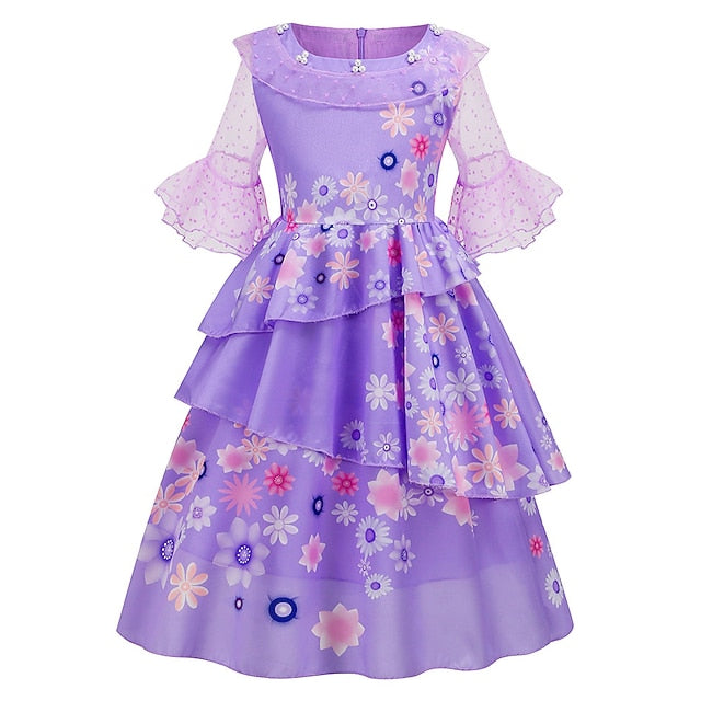 Fairytale Dress Princess Girl Encanto Madrigal Isabela Flower