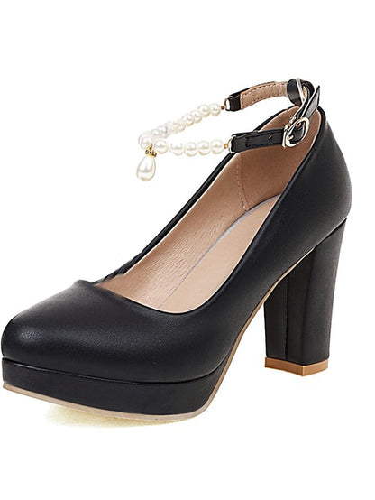 Pearl White Pumps Ankle with Heel – High Women's Strap