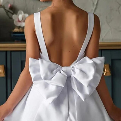 Color Flower Girl Solid Party Dress Girls' Kids