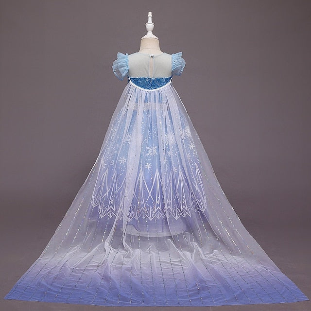 Cloak Hooded Tulle Dress Crown Cape Princess With Set Elsa