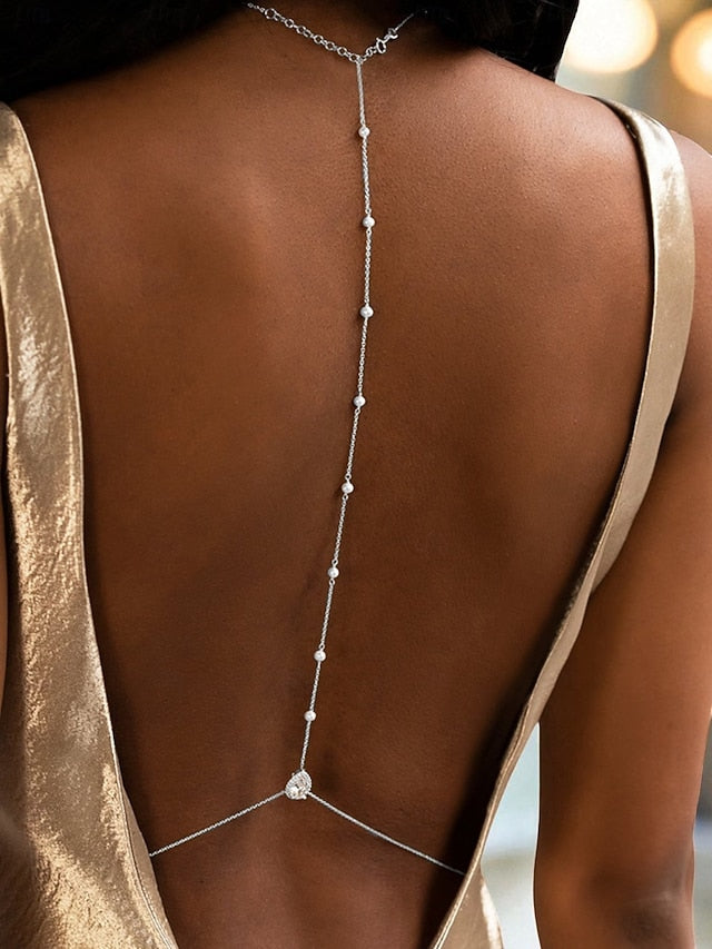 Body Pearl Chain Back and Women's Crystal Delicate Drop
