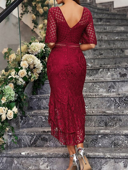 Simple Party Crew Bride the Neck Elegant Mother of Dress
