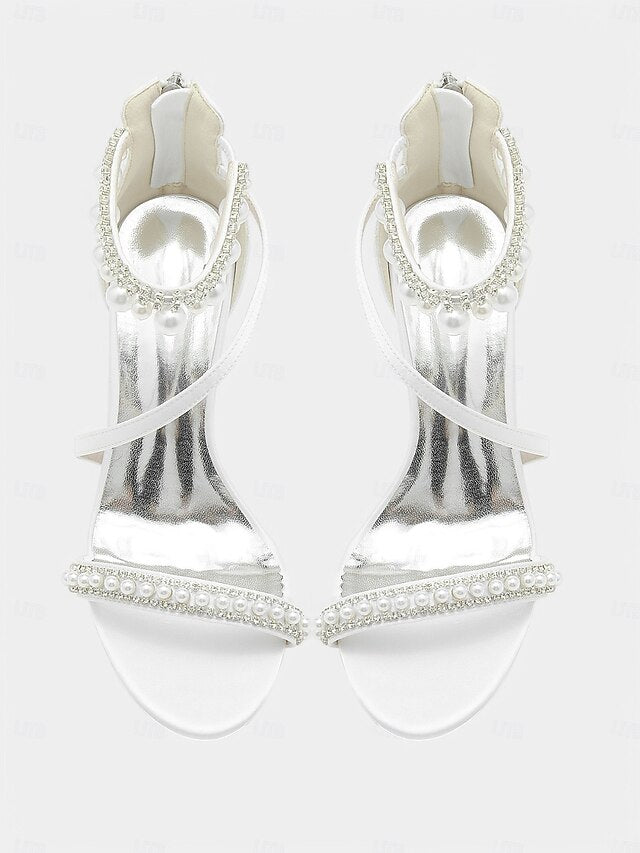 Ankle Chic Heels Pointed-Toe Party Strap Satin Pink –